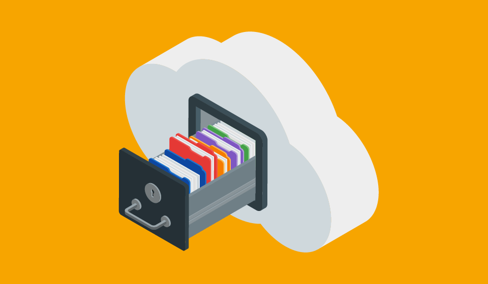 A cloud drawer containing files