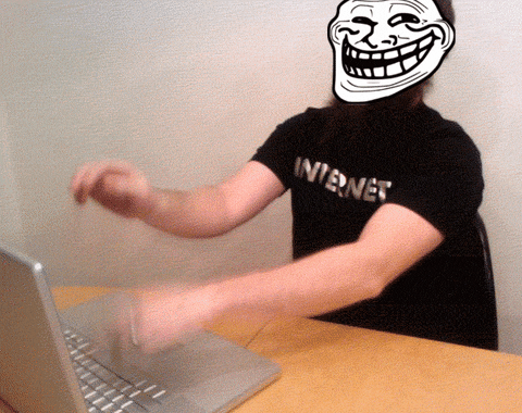 A white Male with a troll animation face