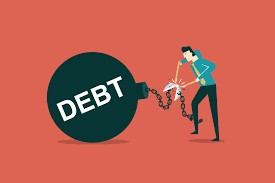 A man cutting off a debt chain
