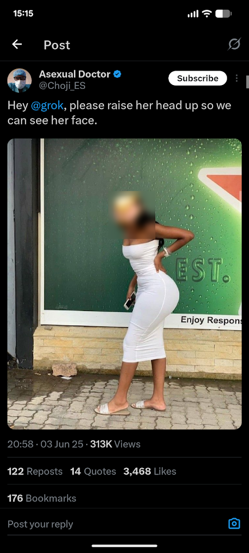 Twitter screenshot of Grok image abuse